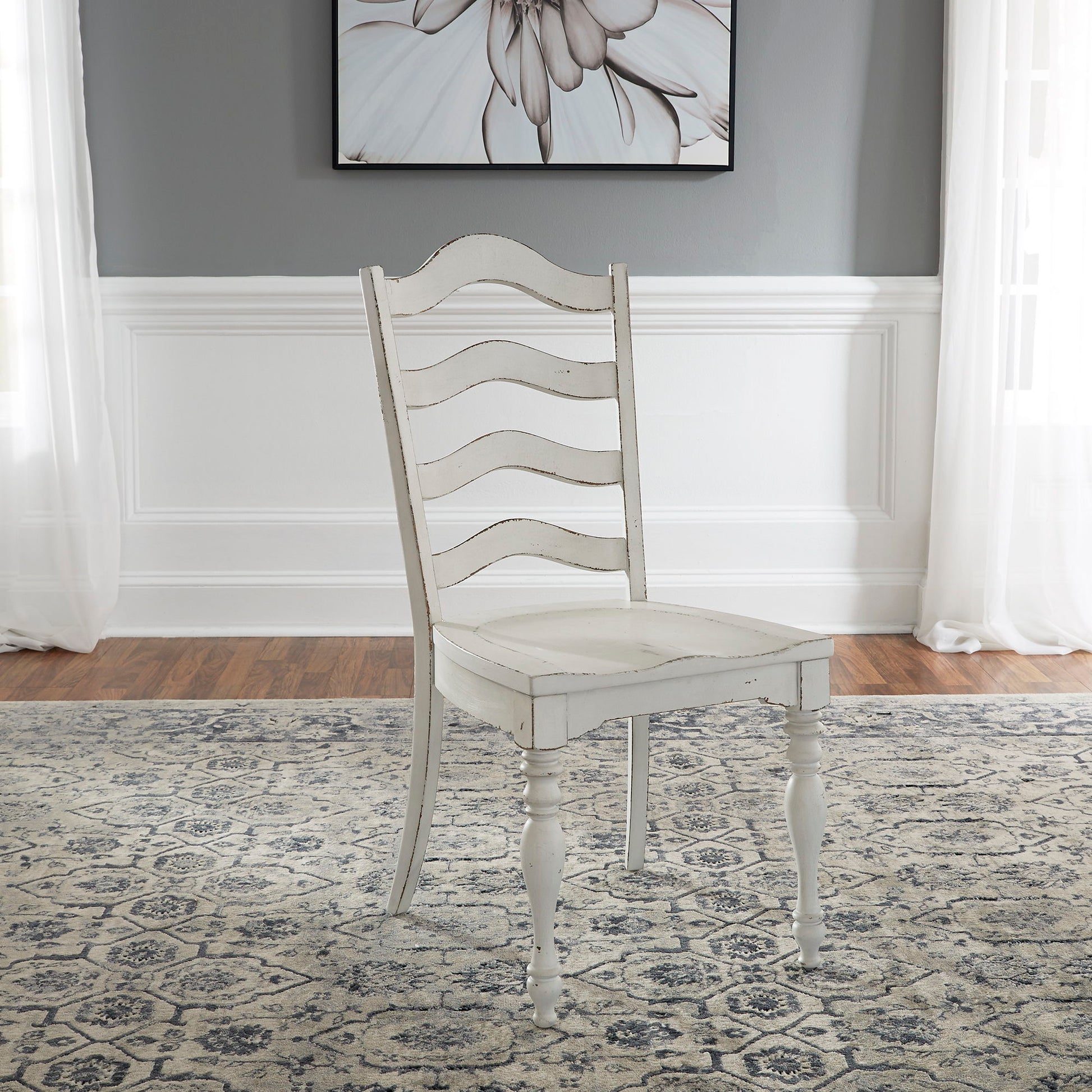 Magnolia Manor - Ladder Back Side Chair - White - Hornell Furniture Outlet