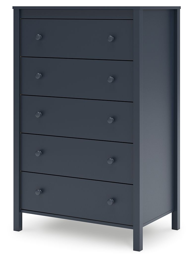 Simmenfort - Navy Blue - Five Drawer Chest - Hornell Furniture Outlet