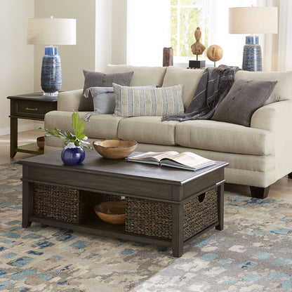 Mill Creek - 3 Piece Living Room Set (Lift Top Cocktail & 2 Drawer End Tables) - Dark Brown - Hornell Furniture Outlet