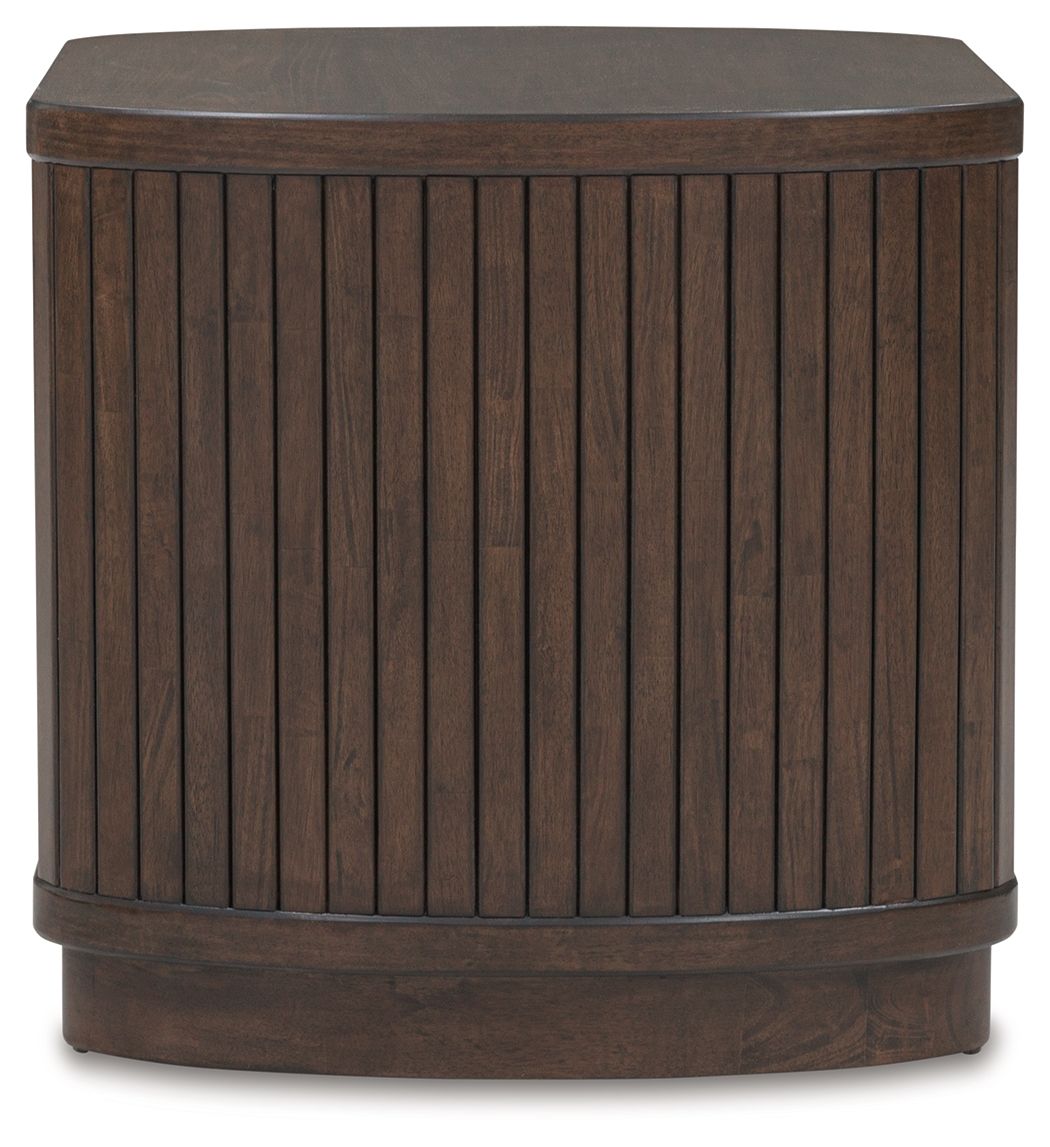 Korestone - Dark Brown - Square End Table - Hornell Furniture Outlet