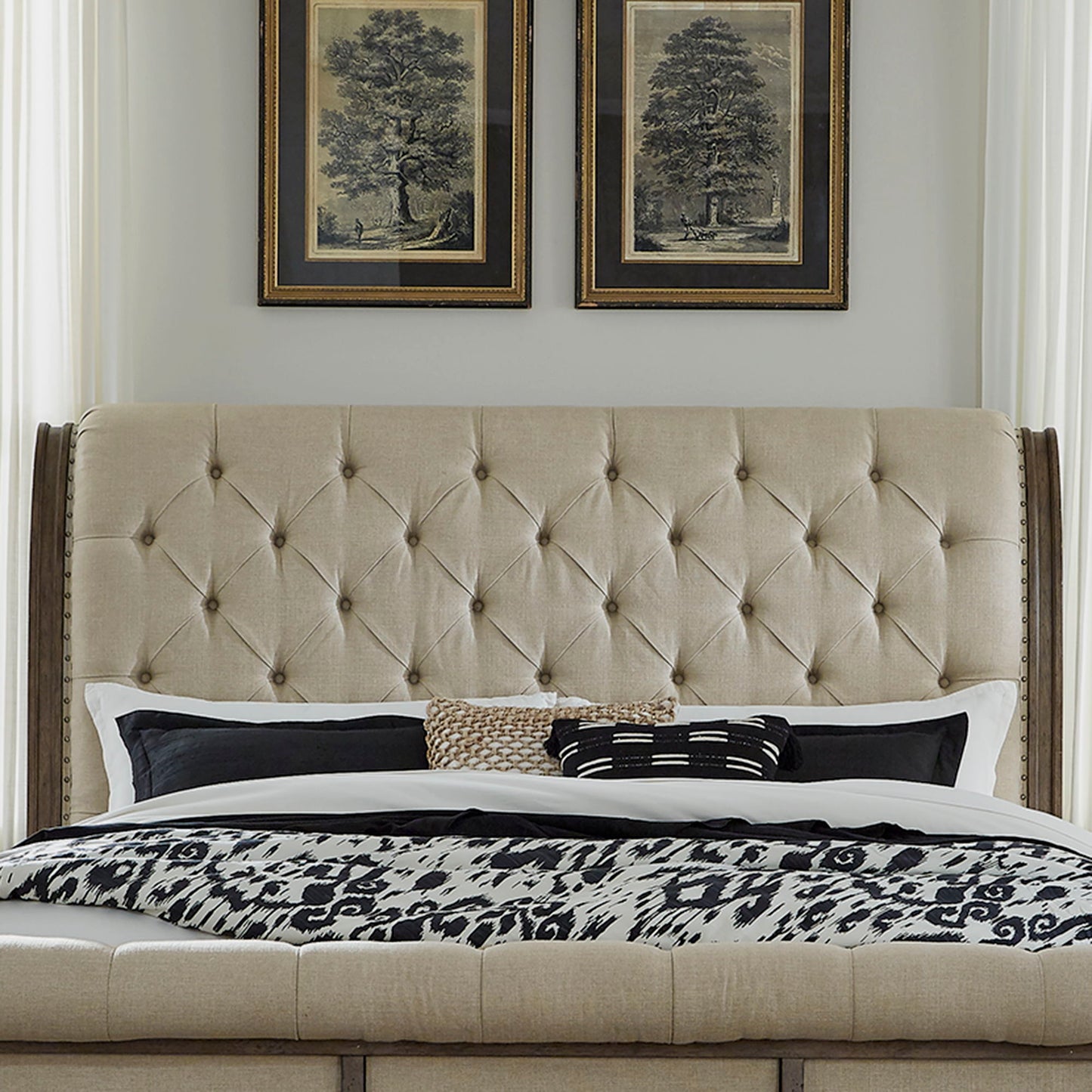 Americana Farmhouse - Upholstered Sleigh Headboard - Hornell Furniture Outlet