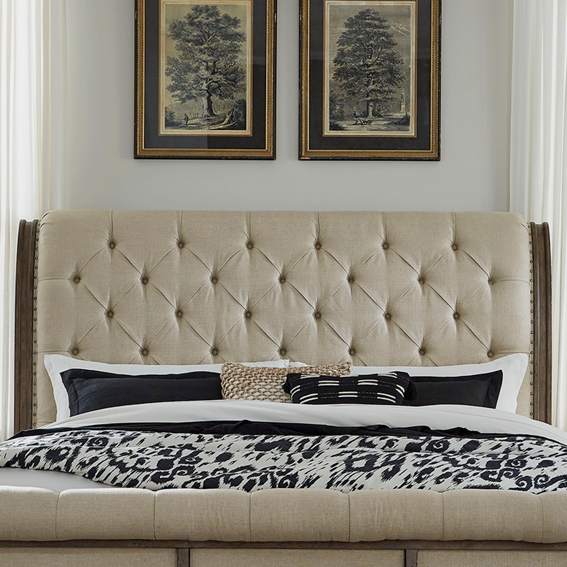 Americana Farmhouse - Upholstered Sleigh Headboard - Hornell Furniture Outlet
