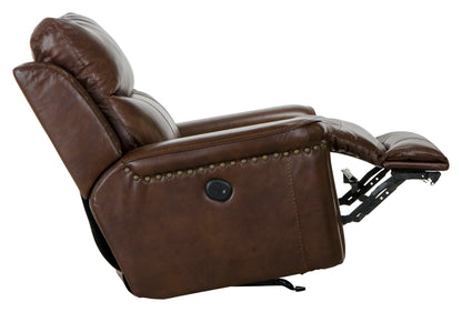 Ceretti - Power Wall Hugger Recliner - Brown Top Grain Italian Leather Match - Hornell Furniture Outlet