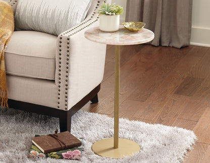 Rosie - Rose Quartz Top Chairside Table - Beige - Hornell Furniture Outlet