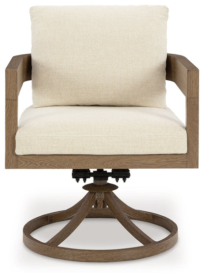 Serene Bay - Dark Brown / White - Swivel Chair With Cushion (Set of 2) - Hornell Furniture Outlet