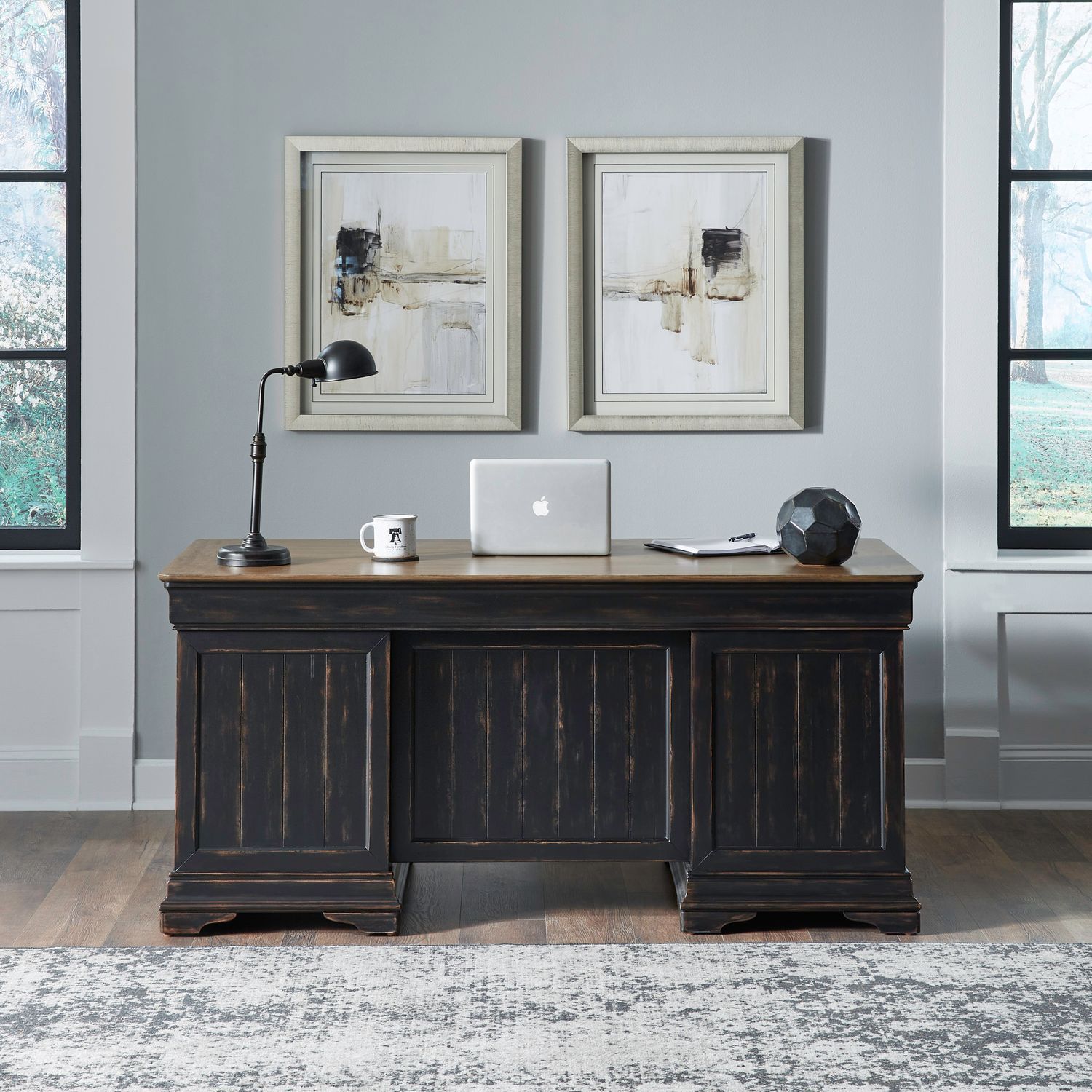 Meritage - Jr Executive Desk - Black - Hornell Furniture Outlet