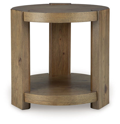 Flangren - Round End Table - Light Brown - Hornell Furniture Outlet