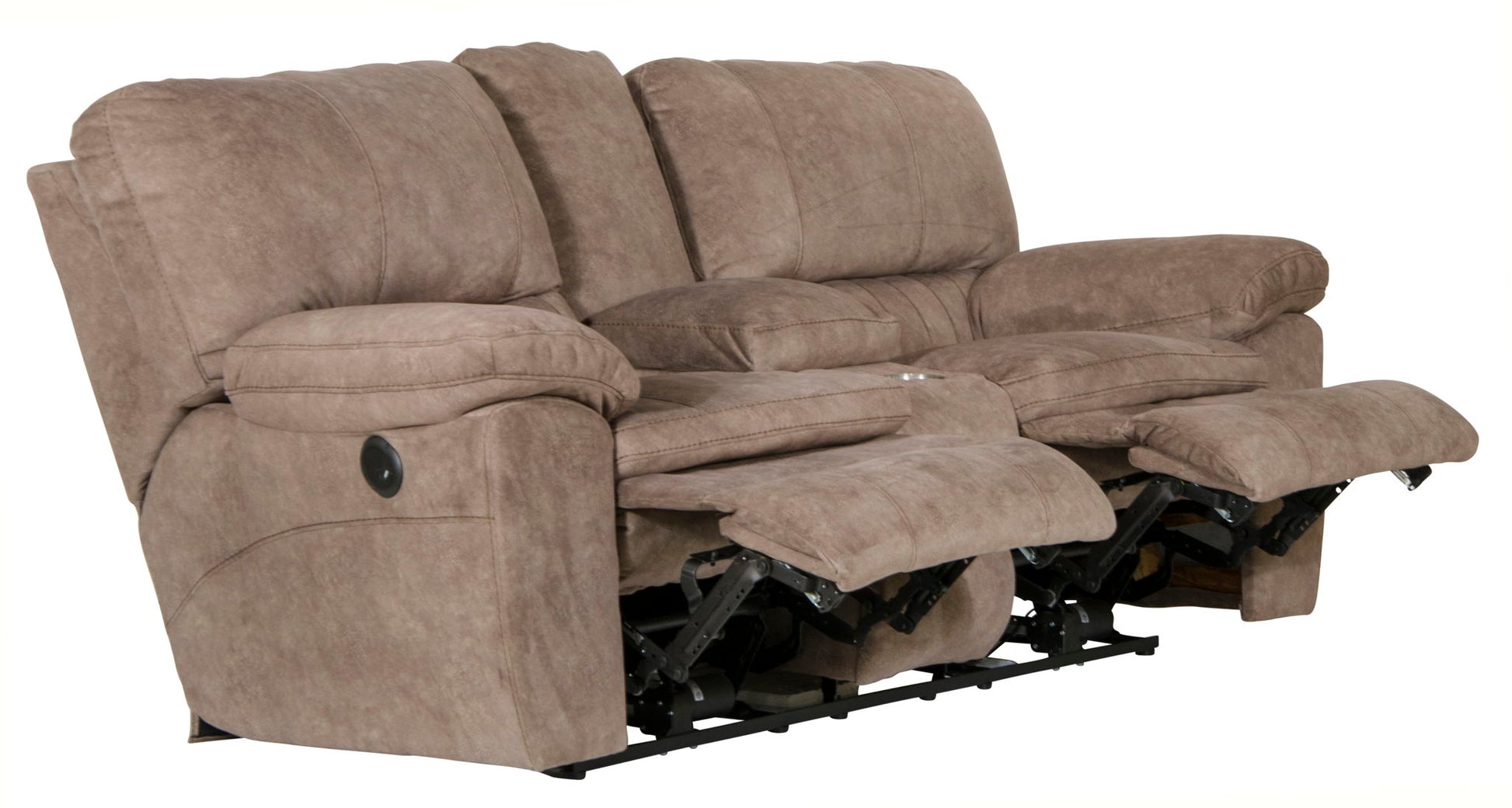 Reyes - Power Lay Flat Reclining Console Loveseat With Storage & Cupholders - Hornell Furniture Outlet