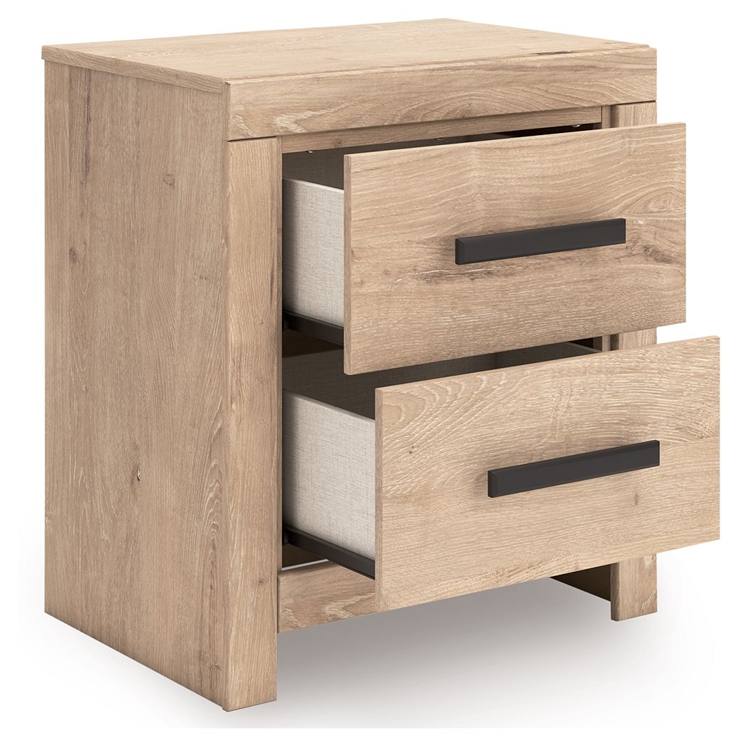 Sanginlane - Tan - Two Drawer Night Stand - Hornell Furniture Outlet