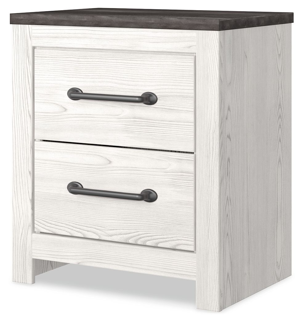 Gerridan - Two Drawer Night Stand - White / Gray - Hornell Furniture Outlet