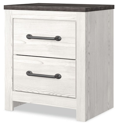 Gerridan - Two Drawer Night Stand - White / Gray - Hornell Furniture Outlet