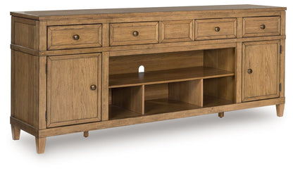 Sharlance - Light Brown - XL TV Stand With Fireplace Option - Hornell Furniture Outlet
