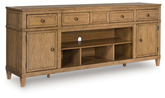 Sharlance - Light Brown - XL TV Stand With Fireplace Option - Hornell Furniture Outlet