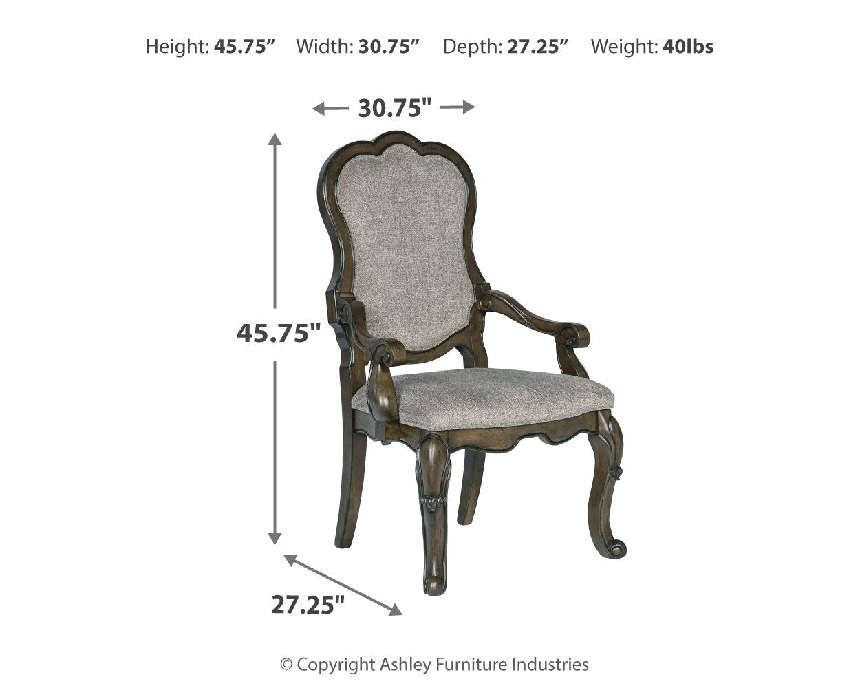 Maylee - Dark Brown - Dining Upholstered Arm Chair (Set of 2) - Hornell Furniture Outlet