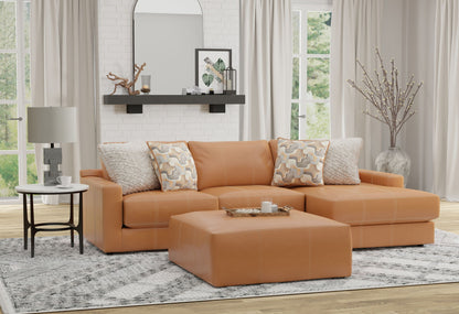 Minori - Italian Leather Sofa / Chaise And Cocktail Ottoman - Hornell Furniture Outlet