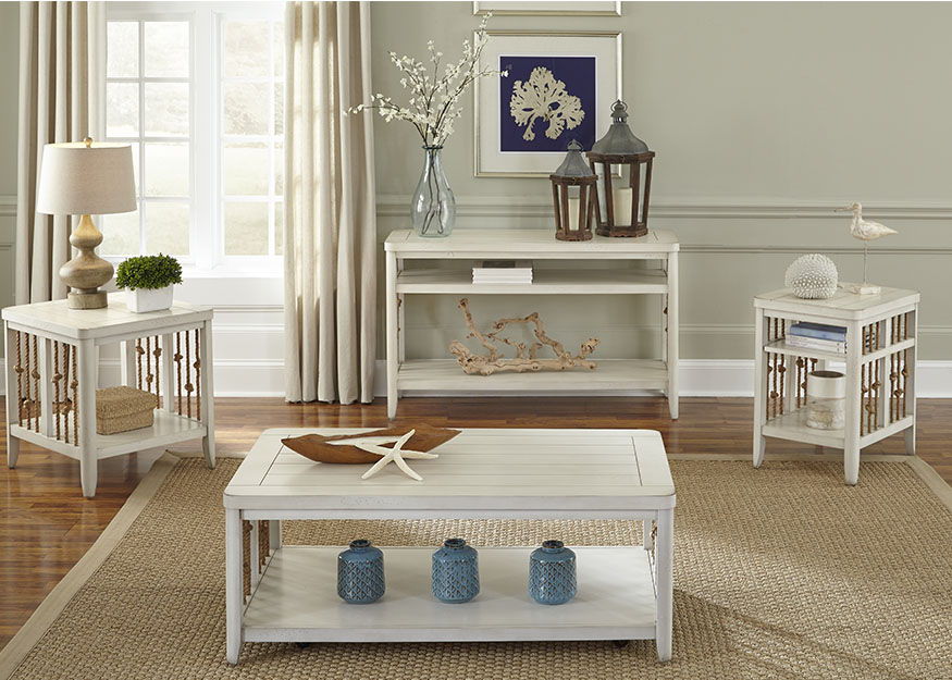 Dockside - 3 Piece Table Set (1 Cocktail 2 End Tables) - White - Hornell Furniture Outlet