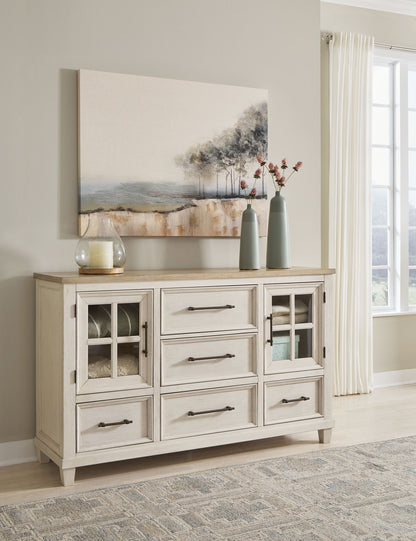 Shaybrock - Antique White / Brown - Dresser - Hornell Furniture Outlet