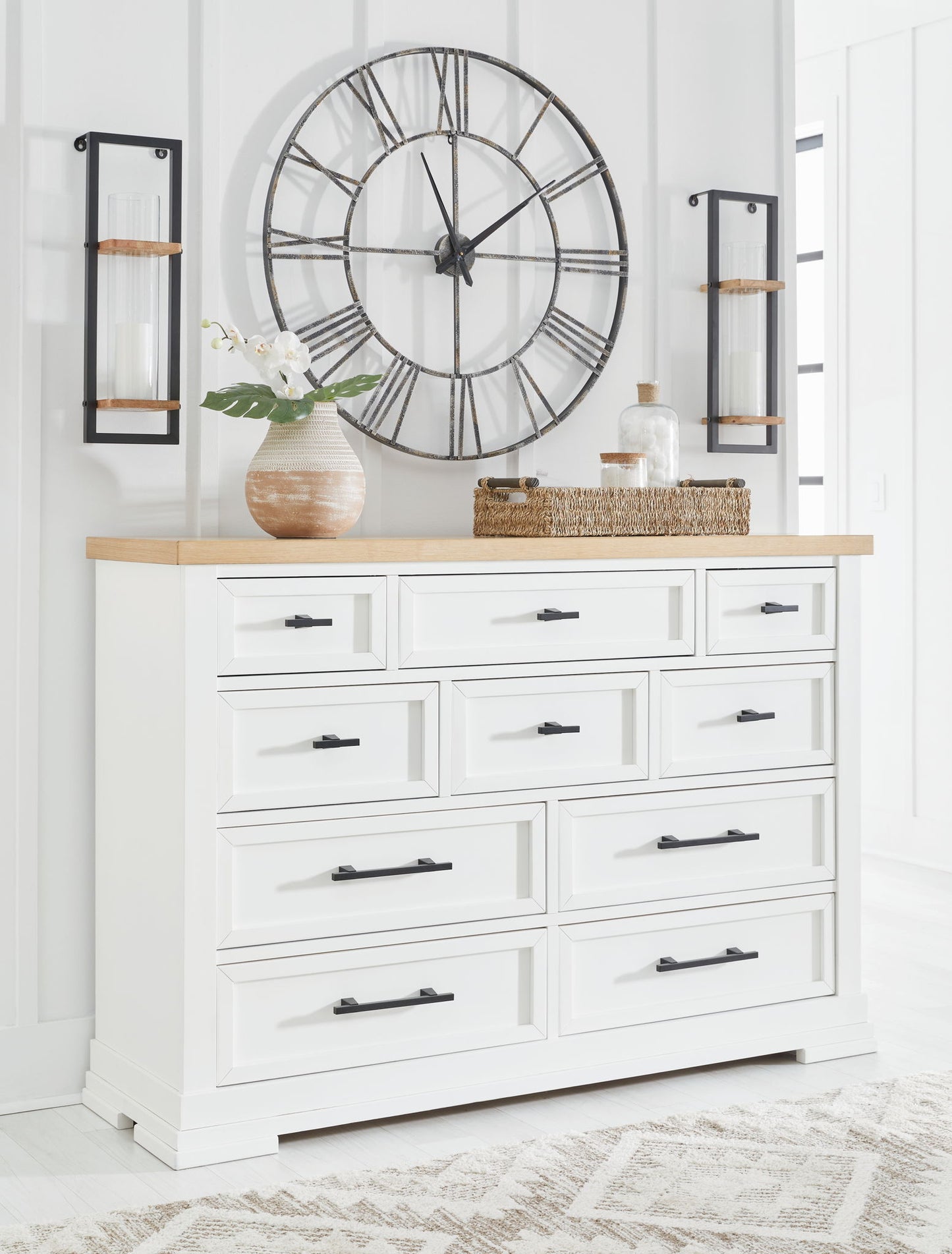 Ashbryn - White / Natural - Dresser - Hornell Furniture Outlet