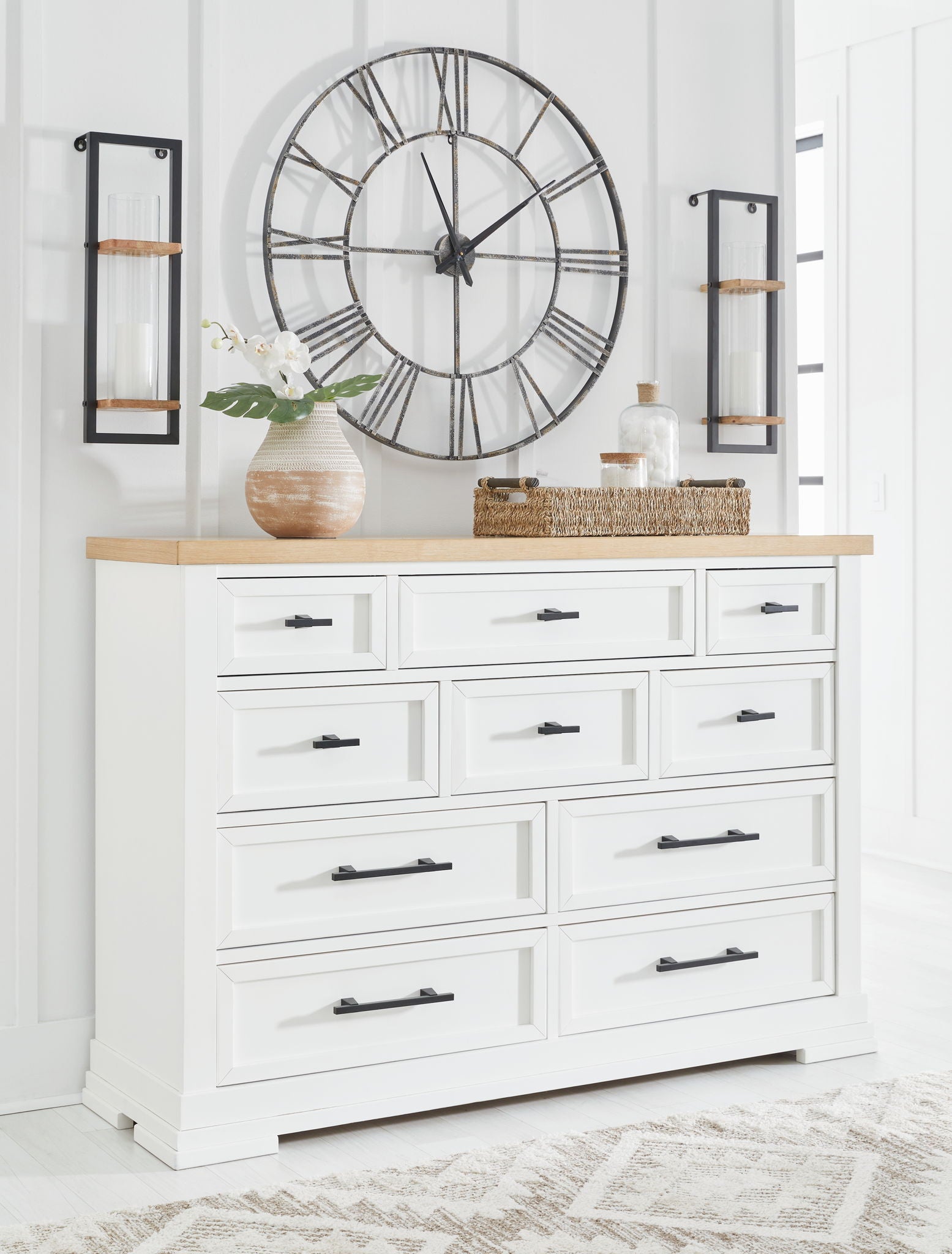 Ashbryn - White / Natural - Dresser - Hornell Furniture Outlet