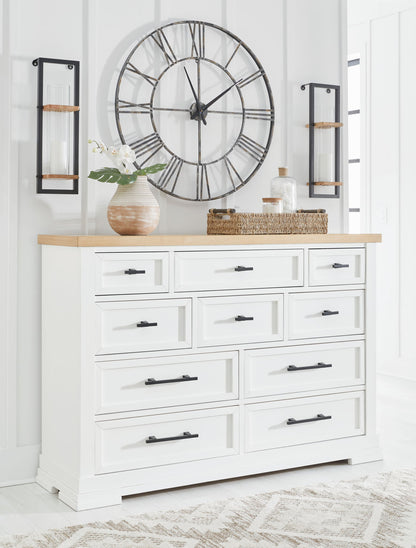 Ashbryn - White / Natural - Dresser - Hornell Furniture Outlet