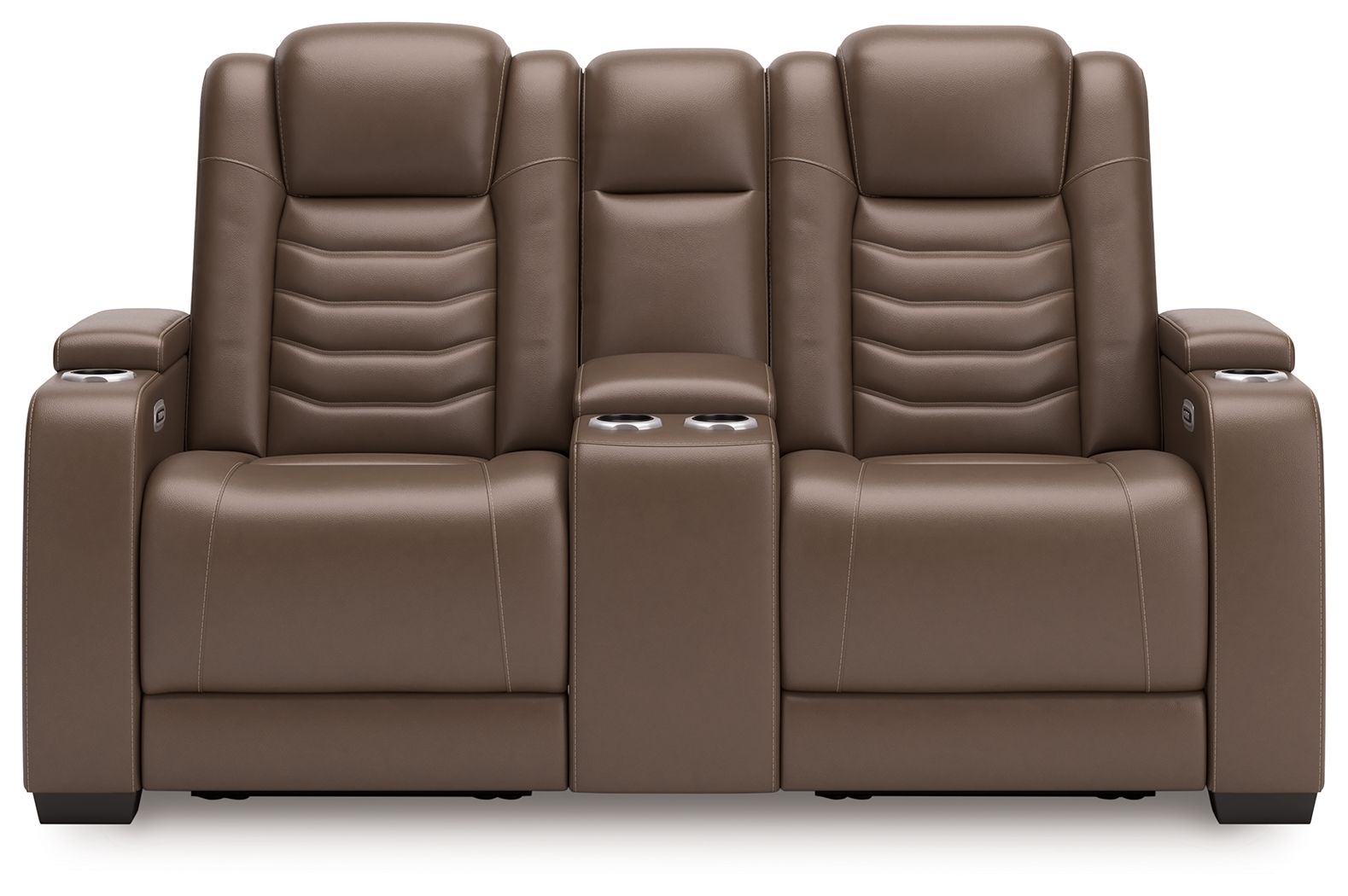 High Impact - Tobacco - Power Reclining Loveseat With Console / Adj Hdrst - Hornell Furniture Outlet