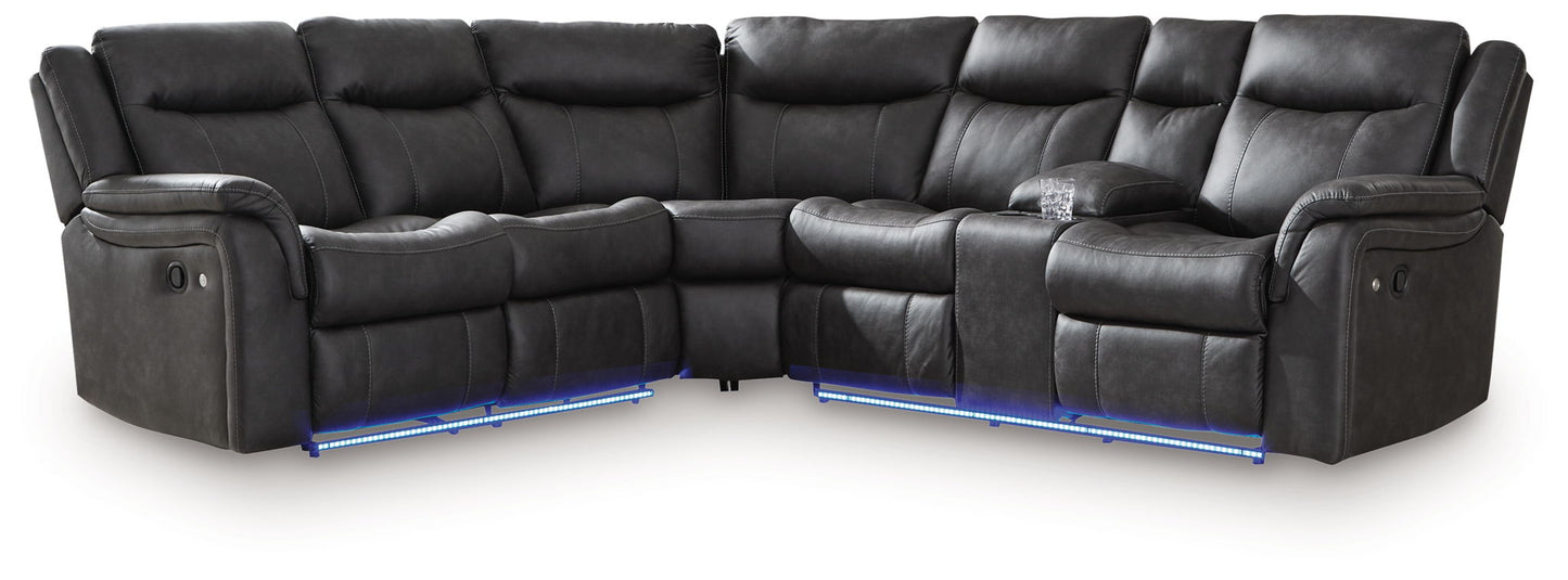 Sultan Meadow - Carbon - 2 - Piece Reclining Sectional - Hornell Furniture Outlet