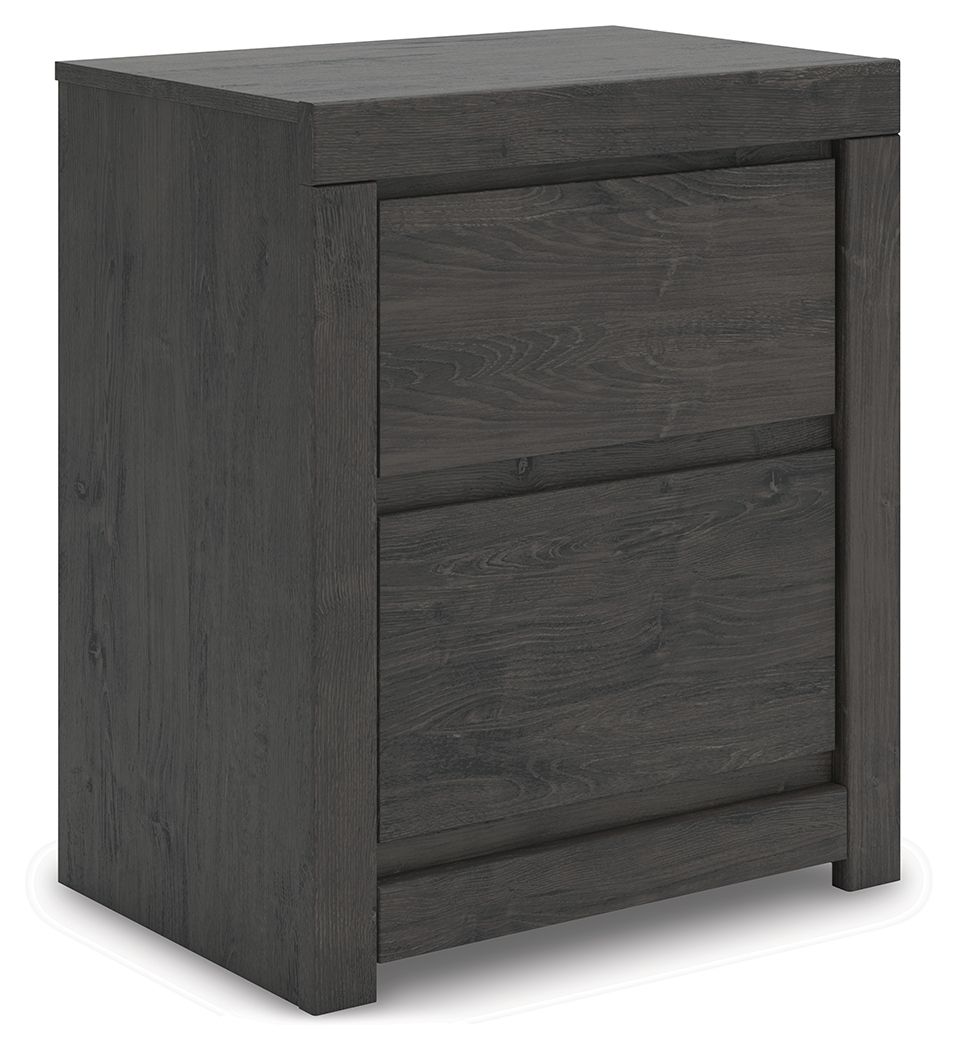 Fraluna - Charcoal - Two Drawer Night Stand - Hornell Furniture Outlet