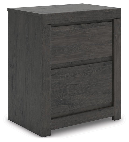 Fraluna - Charcoal - Two Drawer Night Stand - Hornell Furniture Outlet