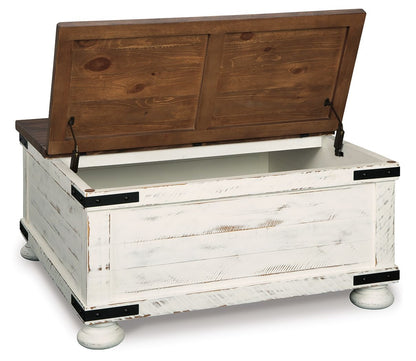 Wystfield - White / Brown - Cocktail Table with Storage - Hornell Furniture Outlet