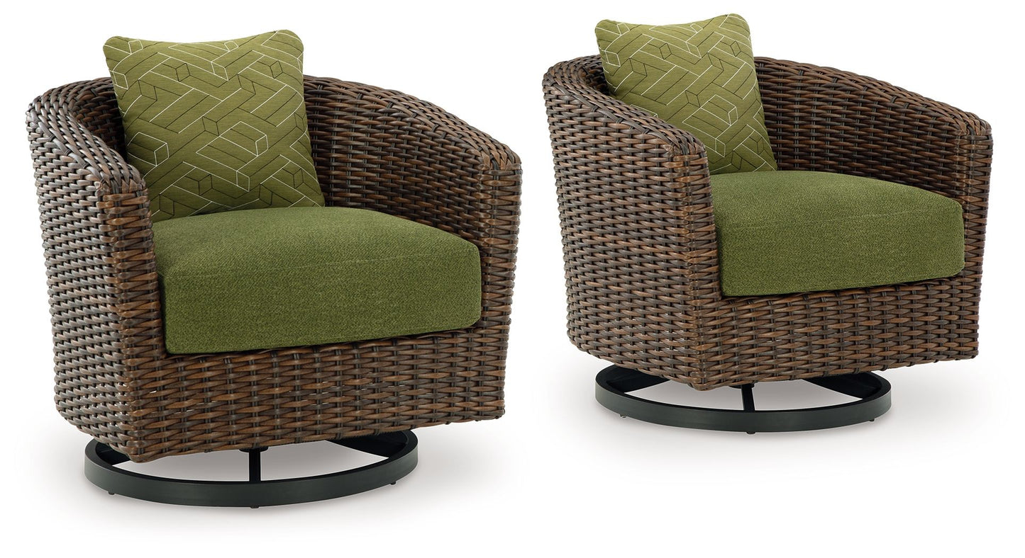 Horizon Hall - Brown / Green - Swivel Lounge With Cushion - Hornell Furniture Outlet