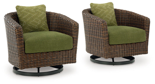 Horizon Hall - Brown / Green - Swivel Lounge With Cushion - Hornell Furniture Outlet