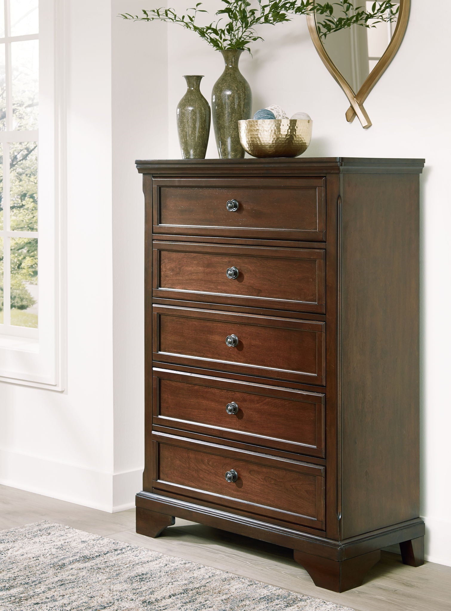 Trellington - Brown - Five Drawer Chest - Hornell Furniture Outlet