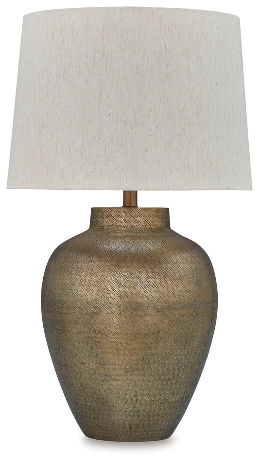 Madney - Antique Gold Finish - Metal Table Lamp - Hornell Furniture Outlet