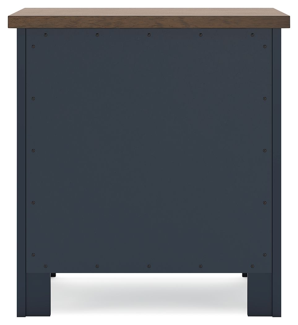 Landocken - Brown / Blue - Two Drawer Night Stand - Hornell Furniture Outlet