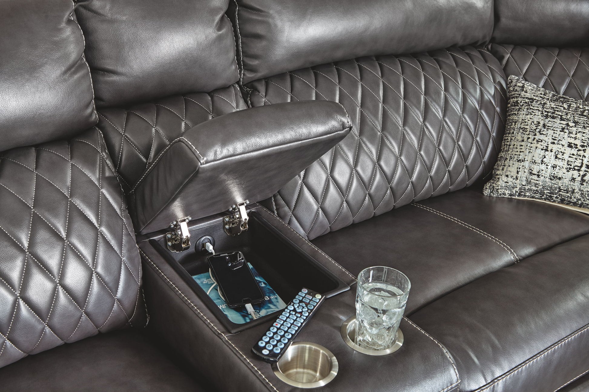 Samperstone - Power Reclining Sectional - Hornell Furniture Outlet