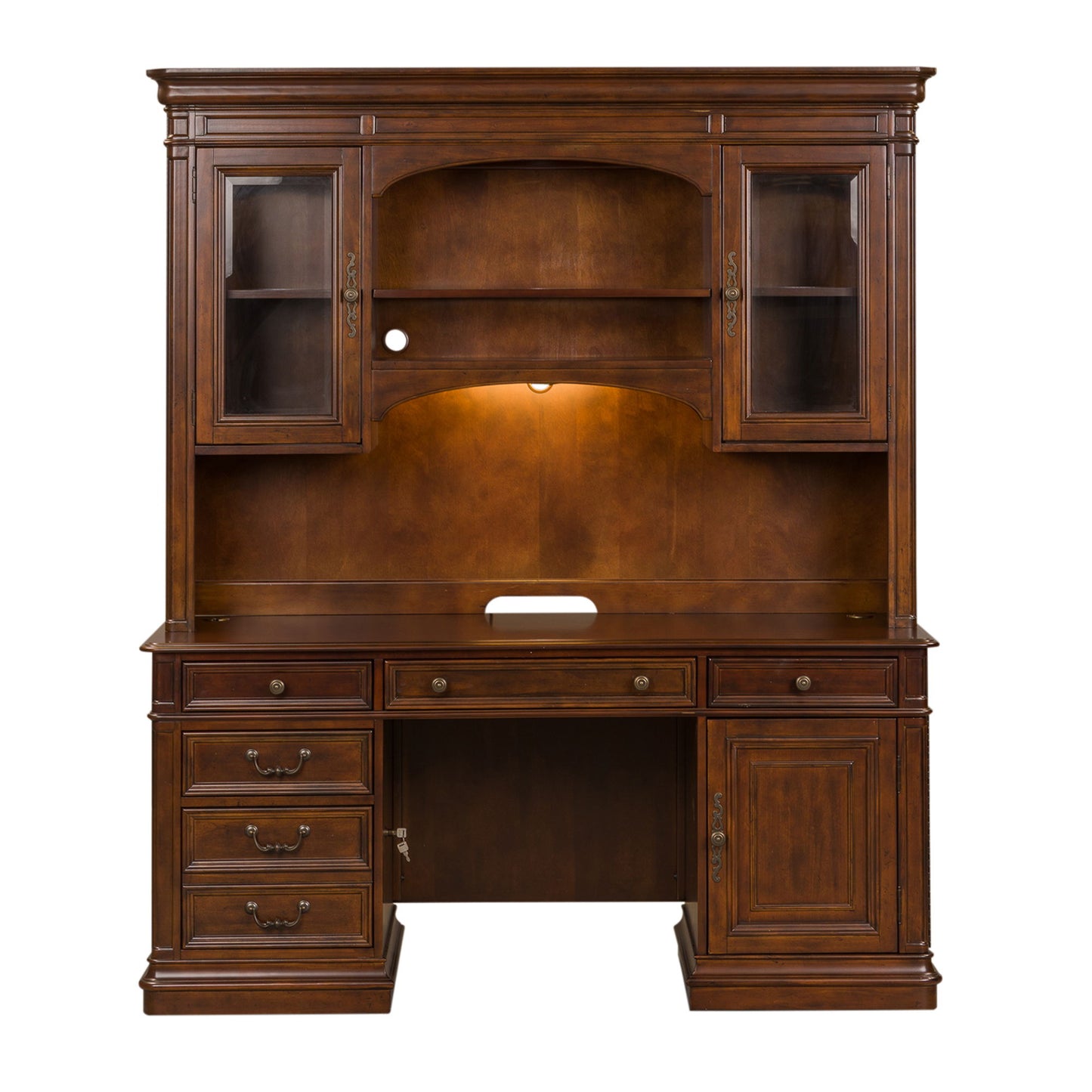 Brayton Manor - 3 Piece Jr Executive Credenza - Dark Brown - Hornell Furniture Outlet