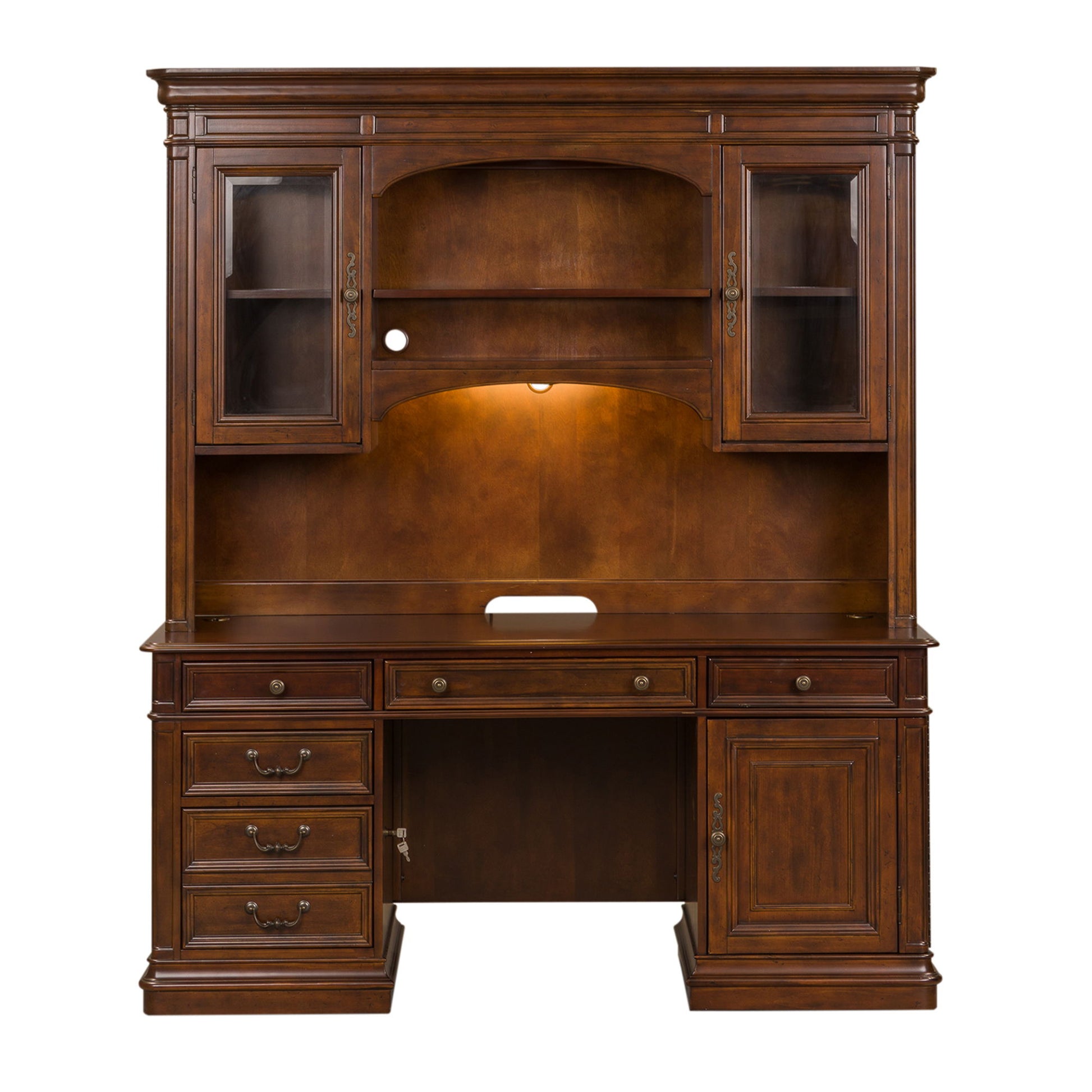 Brayton Manor - 3 Piece Jr Executive Credenza - Dark Brown - Hornell Furniture Outlet