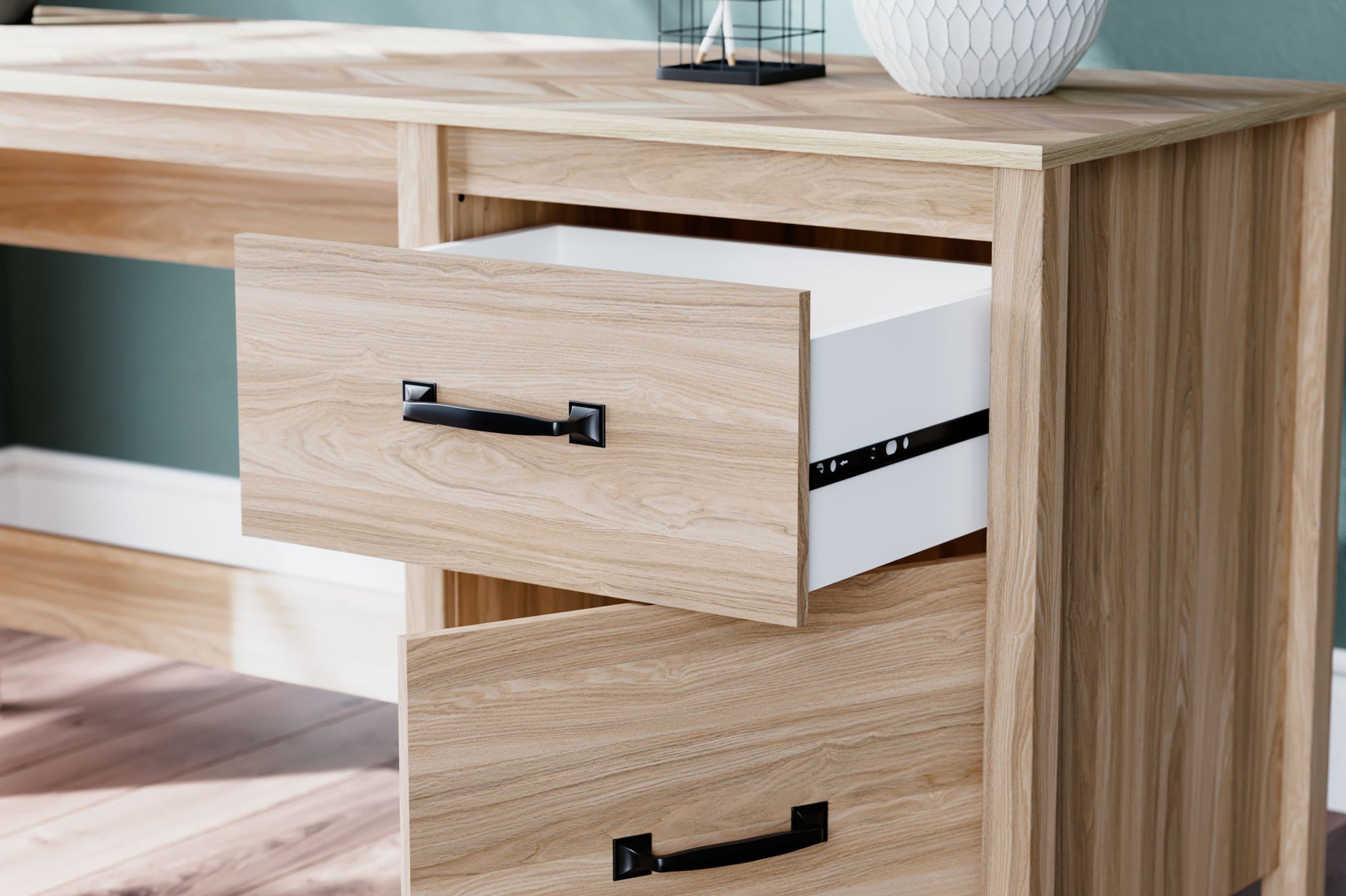 Battelle - Tan - Home Office Desk - Hornell Furniture Outlet