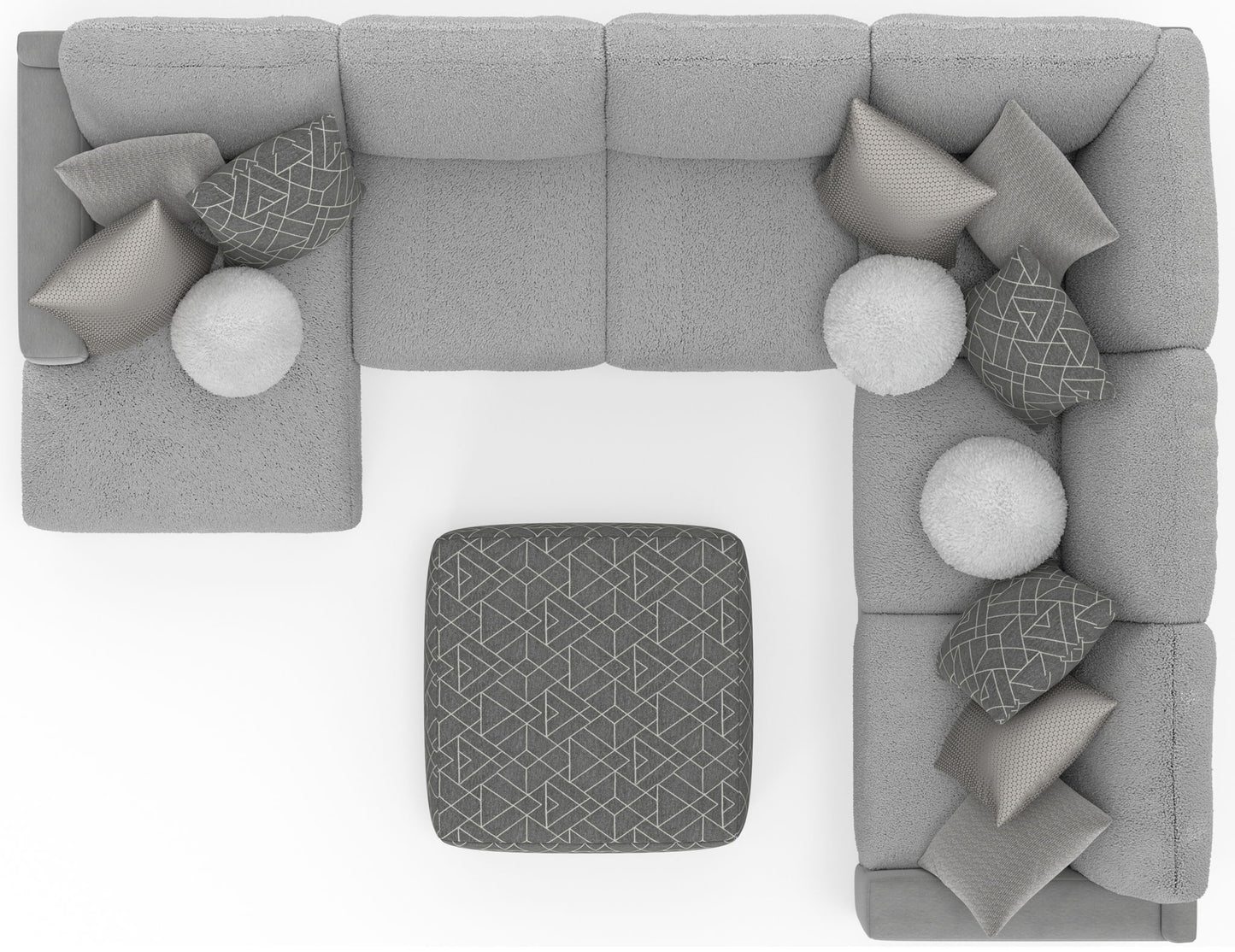 Canyon - 4 Piece Sectional With Cuddler Seat Cushions, Included Accent Pillows And Cocktail Ottoman (Left Side Facing Chaise) - Platinum - Hornell Furniture Outlet