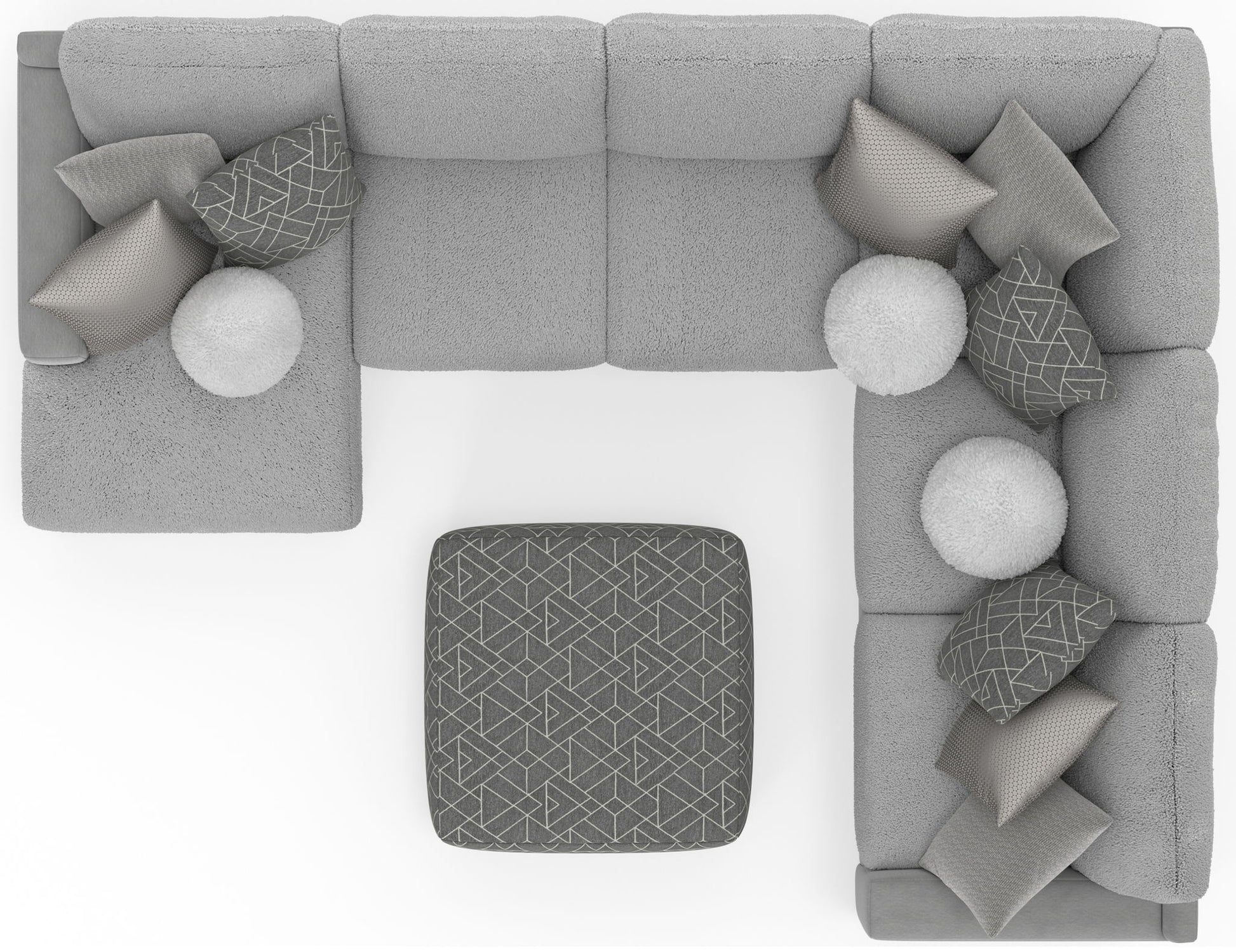 Canyon - 4 Piece Sectional With Cuddler Seat Cushions, Included Accent Pillows And Cocktail Ottoman (Left Side Facing Chaise) - Platinum - Hornell Furniture Outlet