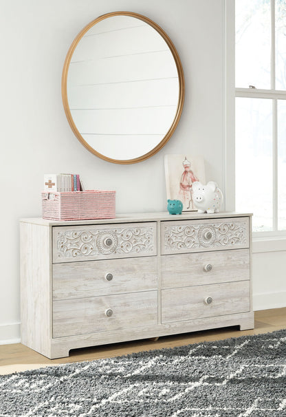 Paxberry - Whitewash - Six Drawer Dresser - Vinyl - Wrapped - Hornell Furniture Outlet