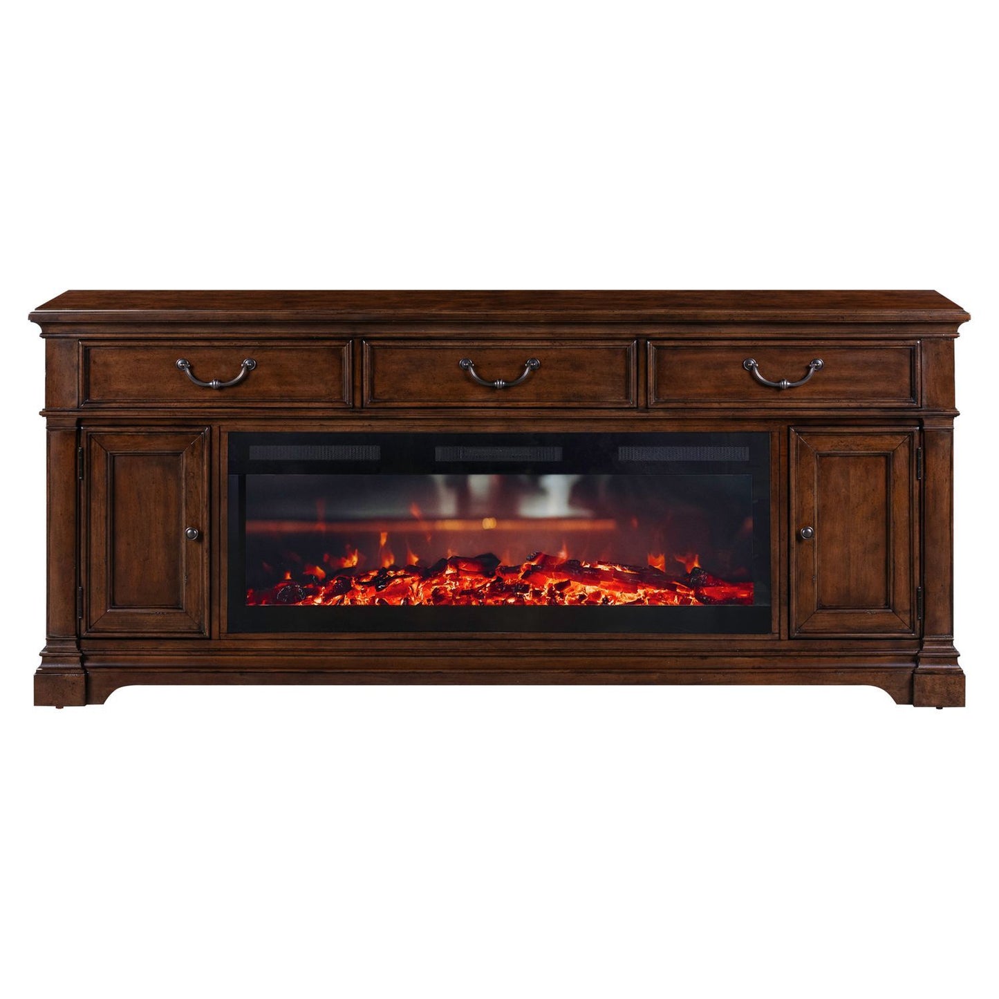 Fireplace TV Consoles - 512 84" Console With Fire FTS - Brown - Hornell Furniture Outlet