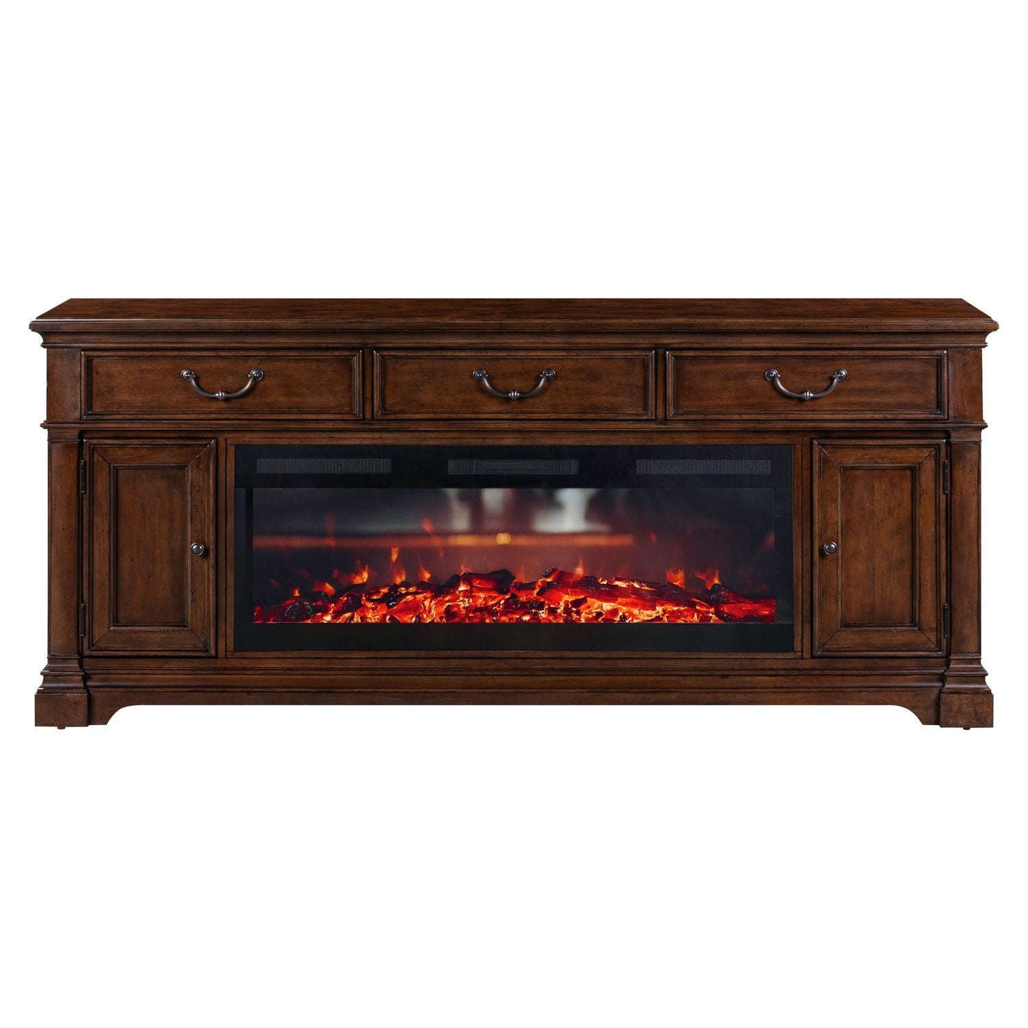 Fireplace TV Consoles - 512 84" Console With Fire FTS - Brown - Hornell Furniture Outlet
