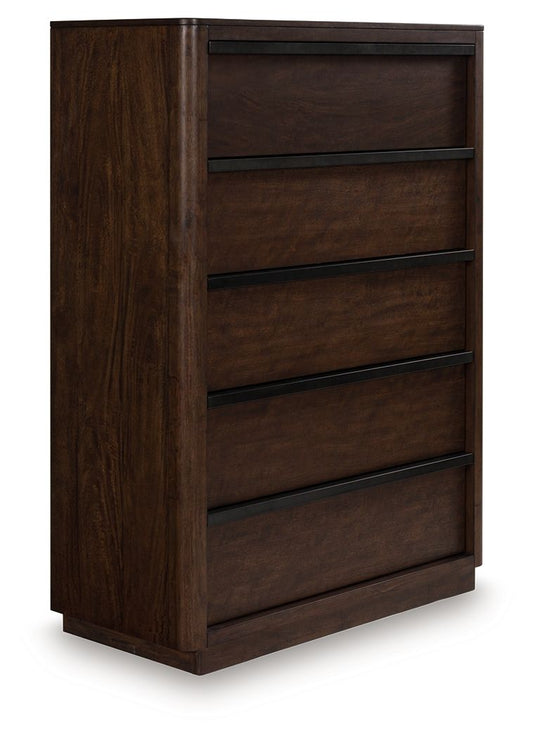 Dilenno - Dark Brown - Five Drawer Chest - Hornell Furniture Outlet