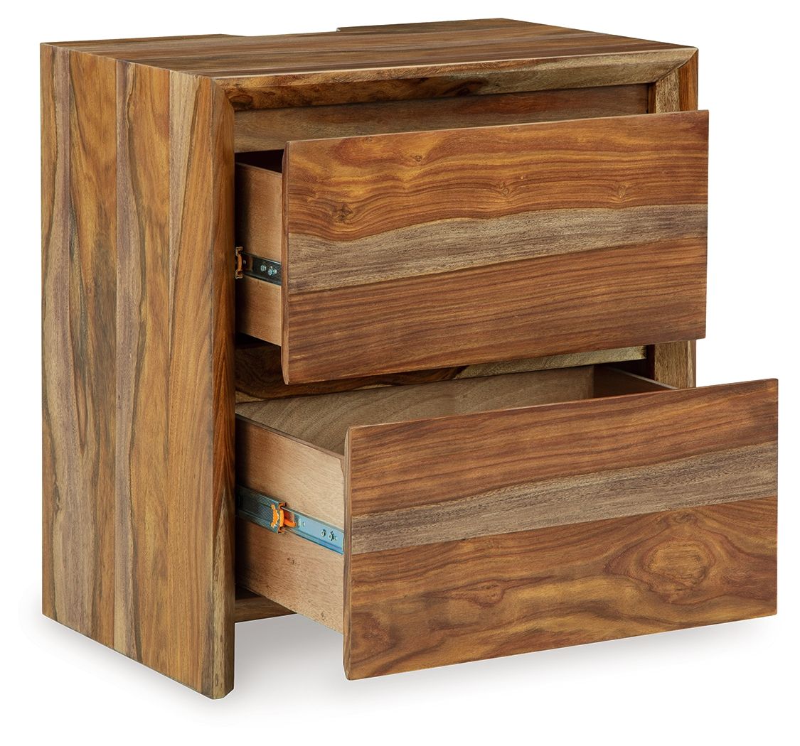 Dressonni - Brown - Two Drawer Night Stand - Hornell Furniture Outlet
