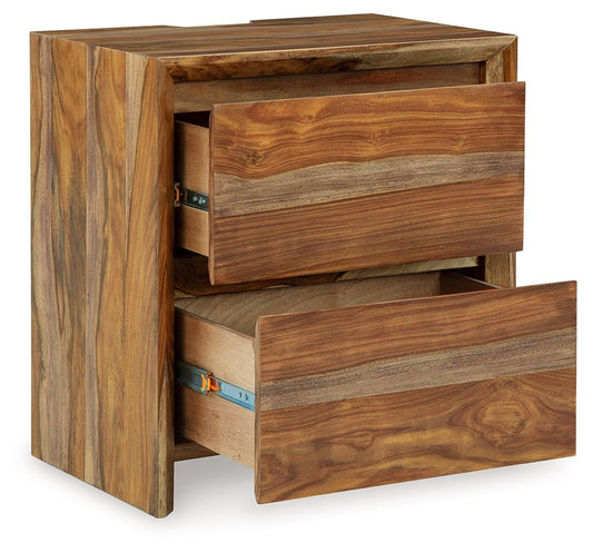 Dressonni - Brown - Two Drawer Night Stand - Hornell Furniture Outlet