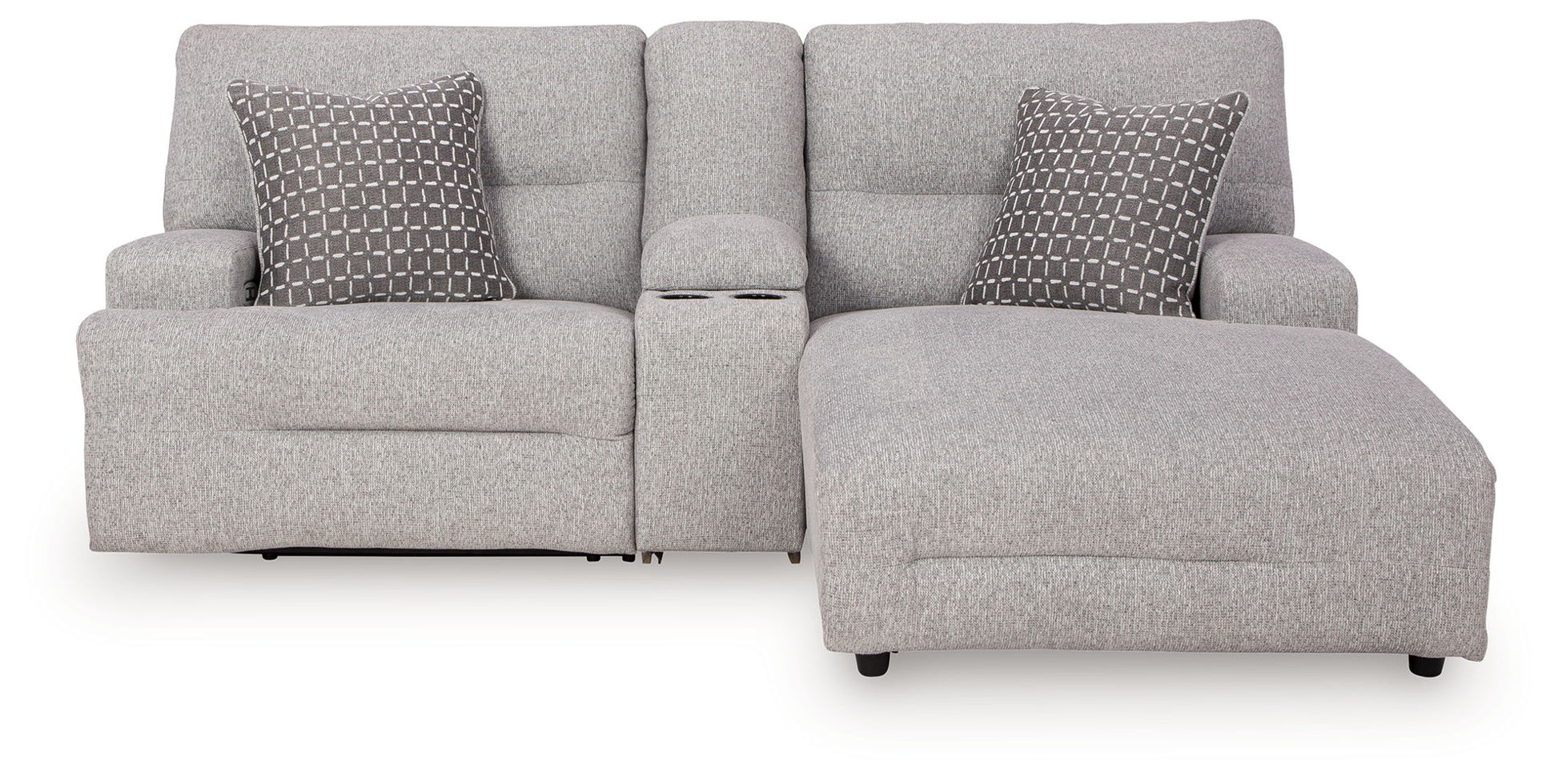 Acklen Place - 4 Pc. - 3 - Piece Power Reclining Sectional Sofa With Raf Chaise, Wide Seat Power Recliner - Pewter - Hornell Furniture Outlet