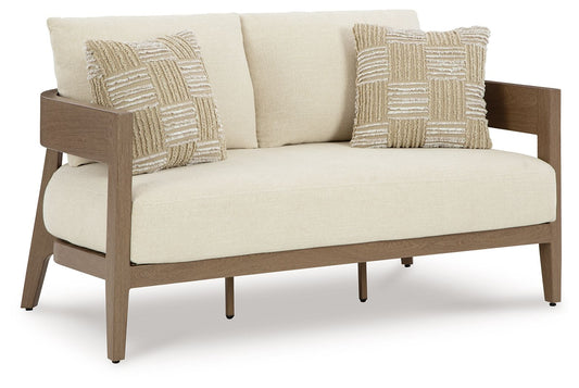 Serene Bay - Dark Brown / White - Loveseat With Cushion - Hornell Furniture Outlet