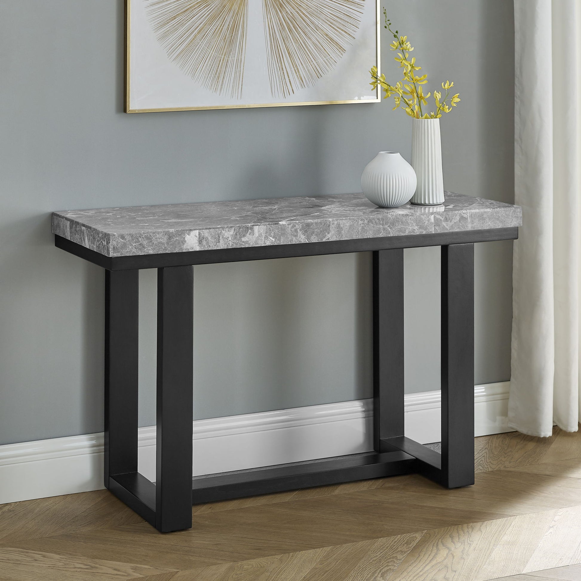 Lucca - Marble Sofa Table - Gray - Hornell Furniture Outlet