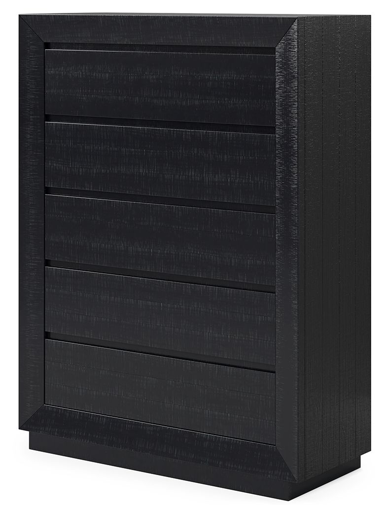 Londer - Black - Five Drawer Chest - Hornell Furniture Outlet